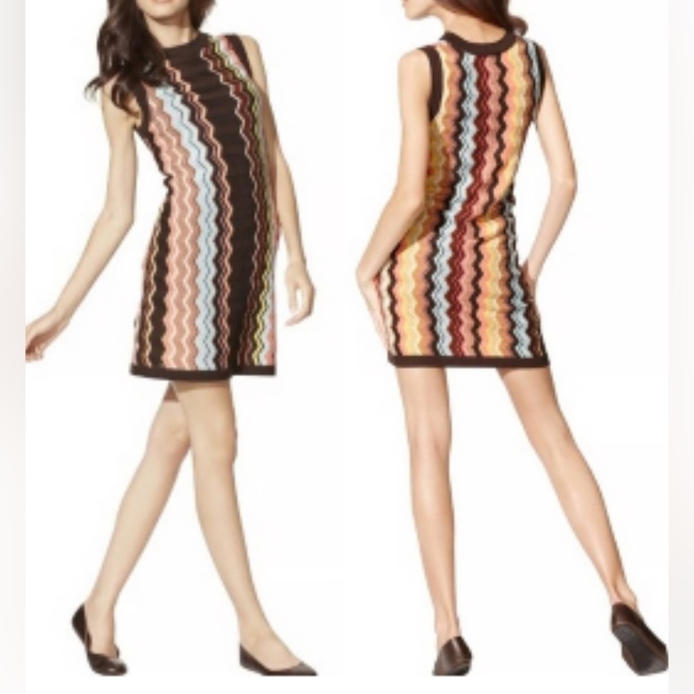 EUC Missoni for Target Brown Multicolor Zigzag Midi Dress